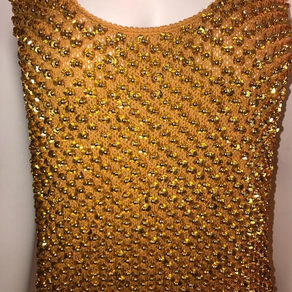 Vintage beaded gold tank sweater - Picture 3 of 5